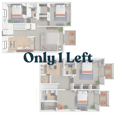 Floor plan for 4 beds, 3 baths, 633 sqft